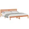 vidaXL Cadre de lit avec t&ecirc;te de lit Brun cire 200 x 220 cm Pin massif