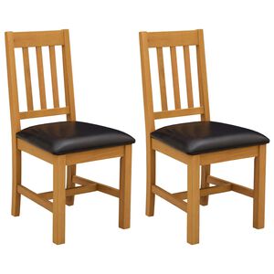 vidaXL Chaise de salle &agrave; manger VENLO 2 pc Bois de ch&ecirc;ne massif Noir