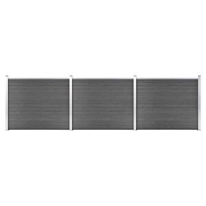 vidaXL Ensemble de panneau de cl&ocirc;ture WPC 526x146 cm Noir