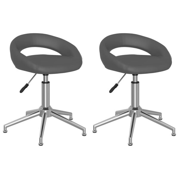 vidaXL Chaises pivotantes &agrave; manger lot de 2 gris similicuir