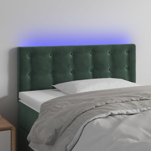 vidaXL T&ecirc;te de lit &agrave; LED Vert fonc&eacute; 90x5x78/88 cm Velours