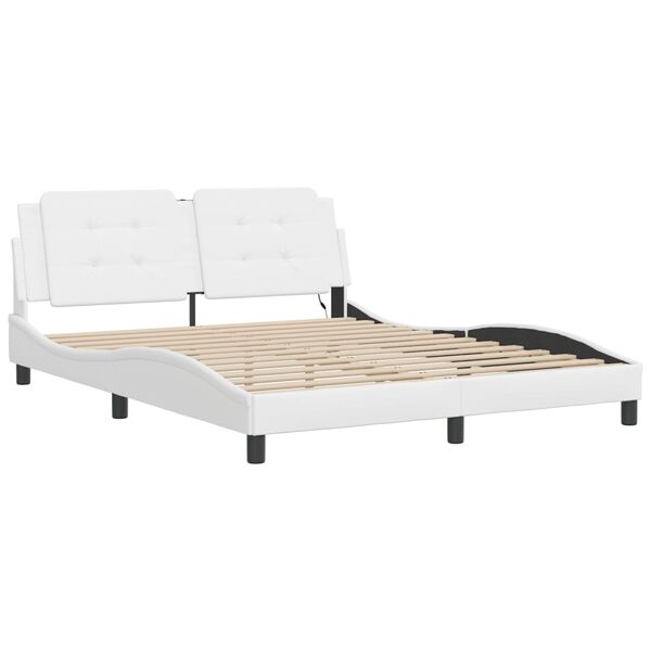 vidaXL Cadre de lit avec LED sans matelas Zadar blanc 160x200 cm