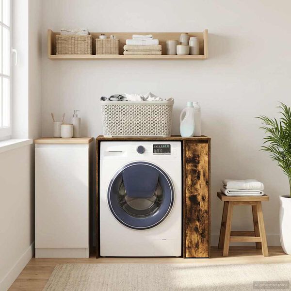 vidaXL Armoire pour machine &agrave; laver Ch&ecirc;ne fum&eacute; 87 x 60 x 89 cm