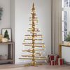 vidaXL Arbre de No&euml;l en bois Marron 210 cm Bois massif en pin