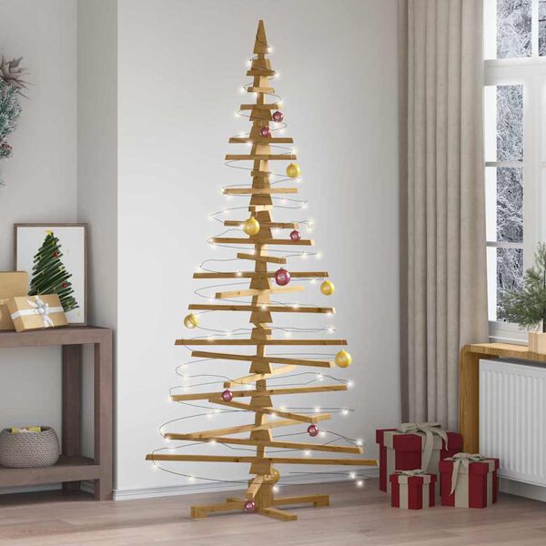 vidaXL Arbre de No&euml;l en bois Marron 210 cm Bois massif en pin