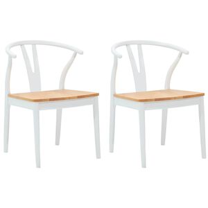 vidaXL Chaise de salle &agrave; manger 2 pc Bois de Caoutchouc Massif