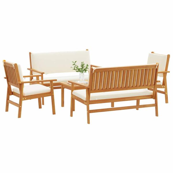 vidaXL Ensemble de canapé de jardin 5 pcs Marron Bois d'acacia massif