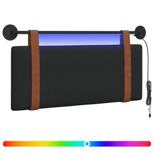 vidaXL T&ecirc;te de lit suspendue Avec lumi&egrave;re LED Noir PU antique