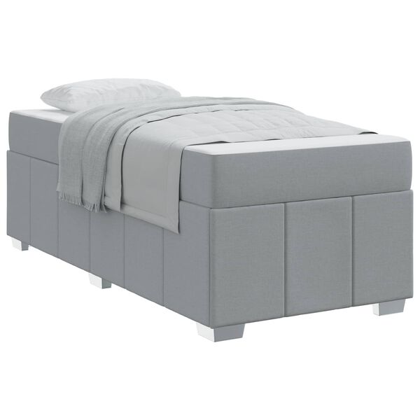 vidaXL Cadre de lit avec matelas Gris clair 90 x 200 cm tissu