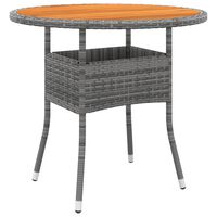 vidaXL Table de jardin Ø80x75 cm Résine tressée et bois d'acacia Gris
