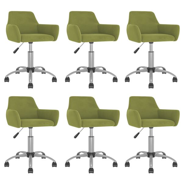 vidaXL Chaises pivotantes &agrave; manger lot de 6 vert clair velours