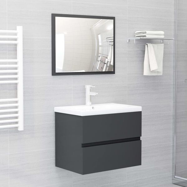 vidaXL Meubles de salle de bain gris bois d'ing&eacute;nierie