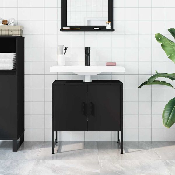 vidaXL Armoire lavabo de salle de bain noir 60x33x60 cm