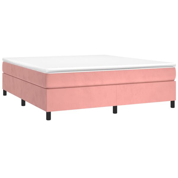 vidaXL Sommier &agrave; lattes de lit avec matelas Rose 160x200 cm Velours