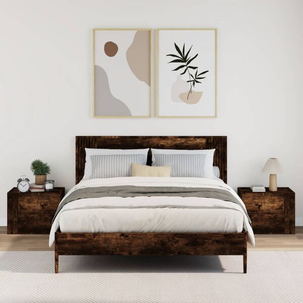 vidaXL Tables de chevet murales 2 pcs ch&ecirc;ne fum&eacute; 45x30x35 cm
