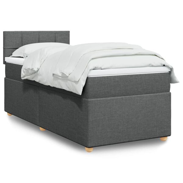 vidaXL Sommier à lattes de lit avec matelas Gris foncé 100x200cm Tissu