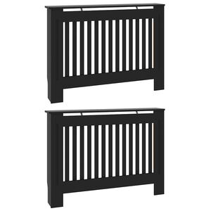vidaXL Cache-Radiateur 2 pc Noir 112 x 19 x 81,5 cm Bois d'ing&eacute;nierie