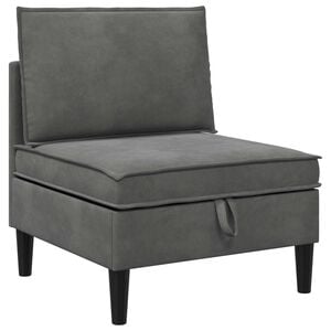 vidaXL Canap&eacute; moyen avec rangement Gris fonc&eacute; Velours