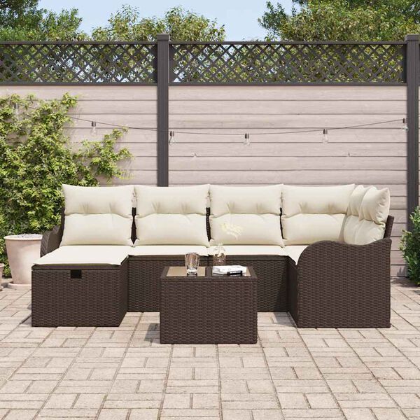 vidaXL Ensemble de canap&eacute; de jardin 7 pcs Marron Poly rotin