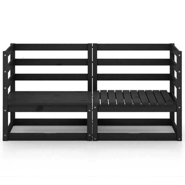 vidaXL Canapé à 2 places de jardin Noir Bois de pin solide