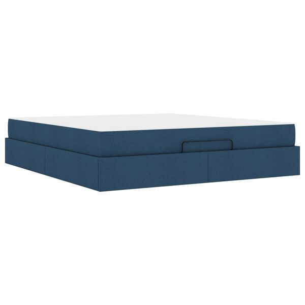 vidaXL Cadre de lit avec matelas avec matelas 2 pcs Bleu tissu