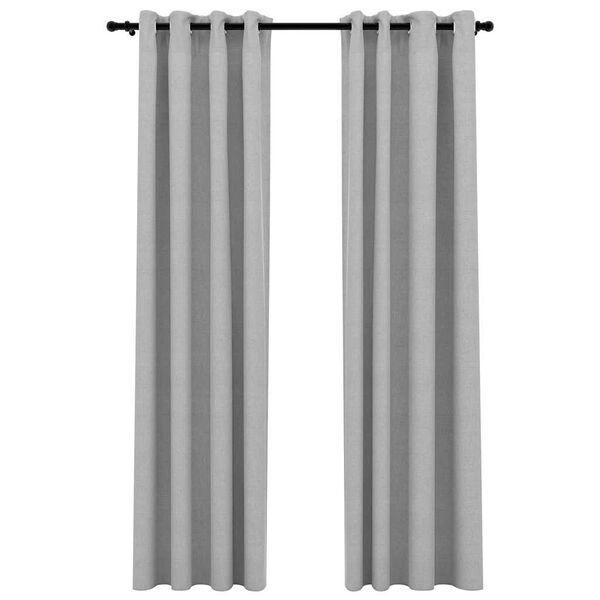 vidaXL Rideaux occultants Aspect lin avec &oelig;illets 2 pcs Gris 140x245cm