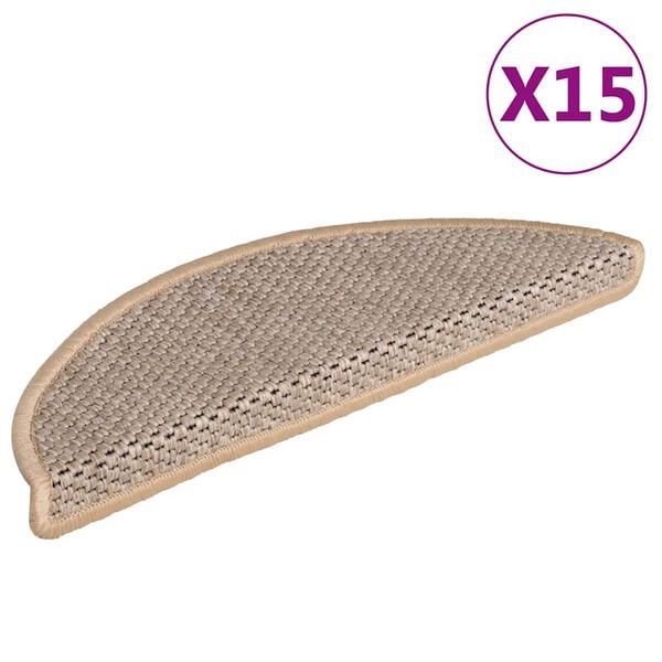 vidaXL Tapis d'escalier autocollants 15 pcs 56x17x3 cm Beige clair