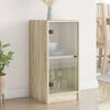 vidaXL Armoire lat&eacute;rale avec portes en verre ch&ecirc;ne sonoma 35x37x75,5cm