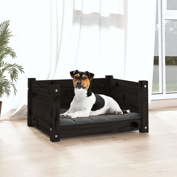 vidaXL Lit pour chien Noir 55,5x45,5x28 cm Bois massif de pin
