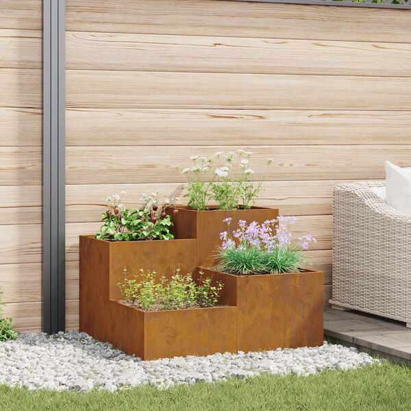 vidaXL Cache-pot de jardin Rouillé 80 x 80 x 60 cm