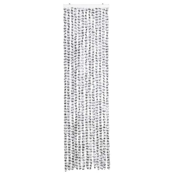 vidaXL Rideau anti-mouches gris clair et gris foncé 56x200 cm chenille