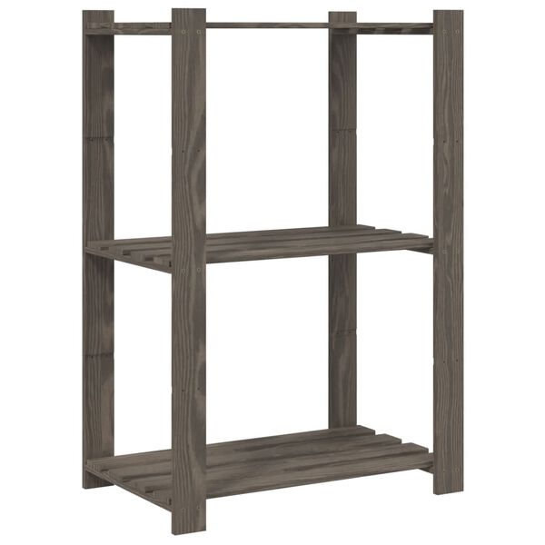 vidaXL Support de rangement &agrave; 3 niveaux gris 60x38x90 cm bois de pin
