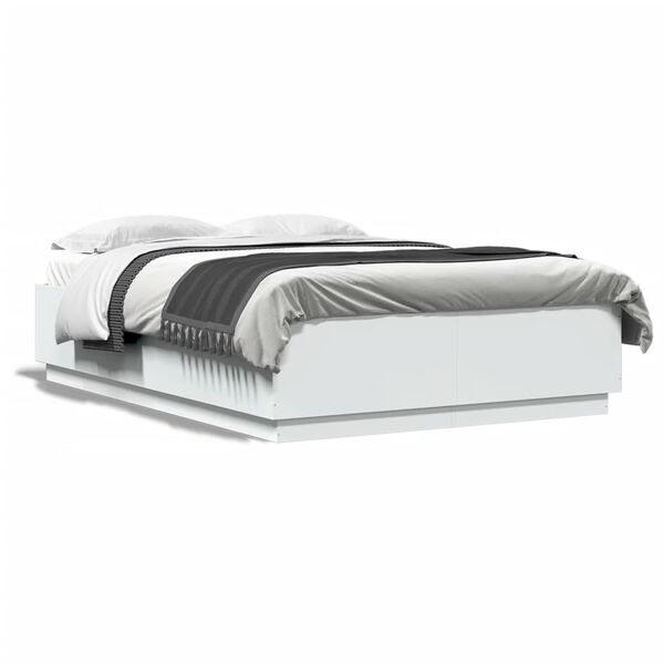 vidaXL Cadre de lit avec LED sans matelas blanc 160x200 cm