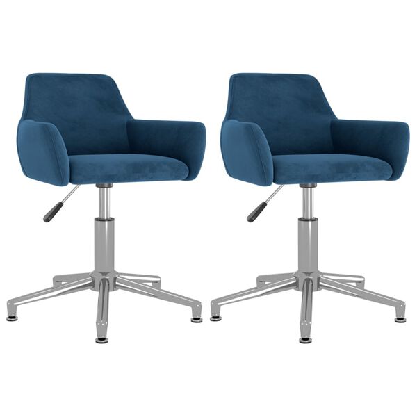 vidaXL Chaises pivotantes &agrave; manger lot de 2 Bleu Velours