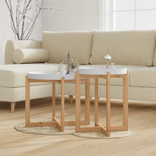 vidaXL Tables basses 2 pcs Blanc Bois d'ingénierie et pin massif