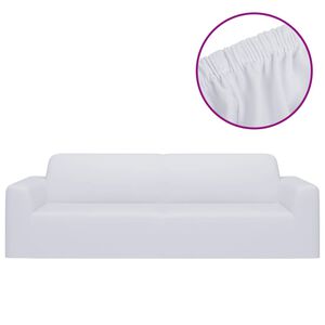 vidaXL Housse extensible de canap&eacute; 2 places Blanc Jersey de polyester