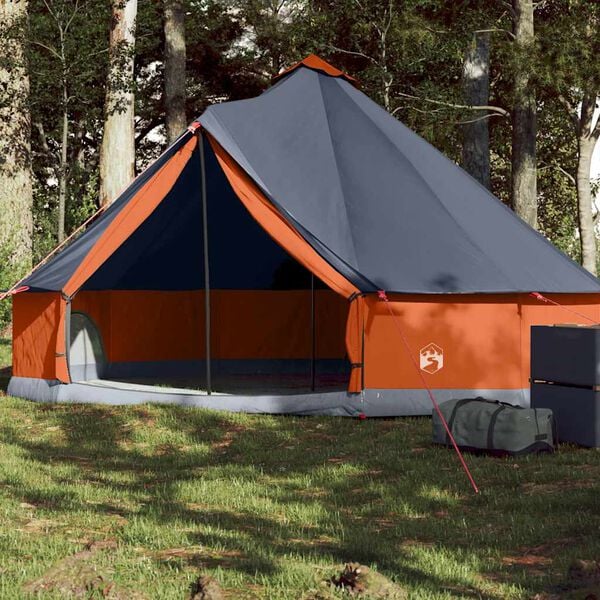 vidaXL Tente familiale tipi 6 personnes gris et orange imperm&eacute;able