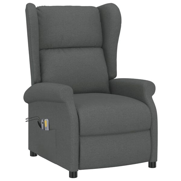 vidaXL Fauteuil de massage &eacute;lectrique &agrave; oreilles gris fonc&eacute; Tissu