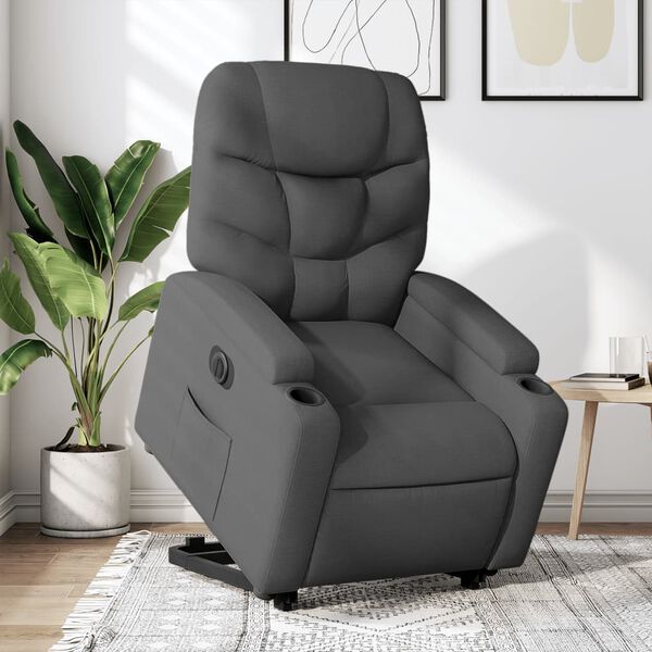 vidaXL Fauteuil inclinable &eacute;lectrique gris fonc&eacute; tissu