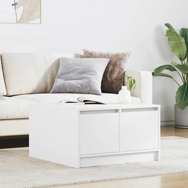 vidaXL Table basse avec tiroirs blanc 70,5x70x40 cm
