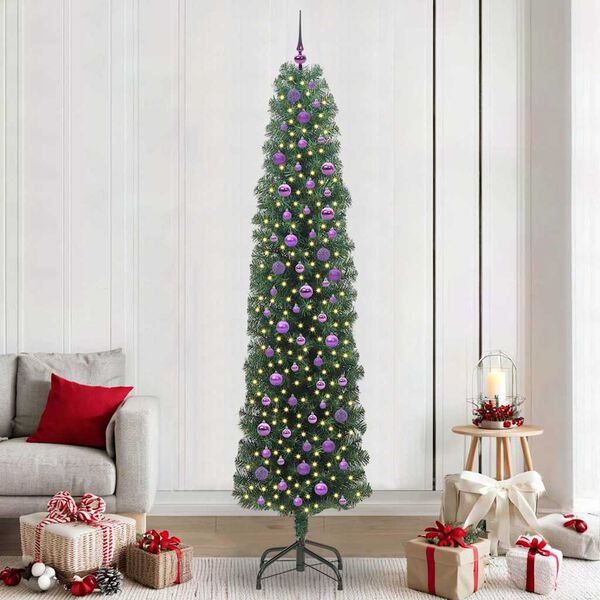vidaXL Sapin de No&euml;l artificiel Vert 240 cm PVC et acier et plastique