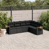 vidaXL Salon de jardin 6 pcs avec coussins noir r&eacute;sine tress&eacute;e