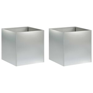 vidaXL Cache-pot de jardin 2 pc Argent&eacute; 25 x 25 x 25 cm