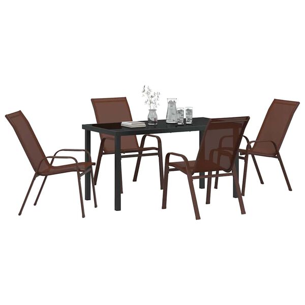 vidaXL Ensemble de salle &agrave; manger pour jardin 5 pcs Marron et Noir