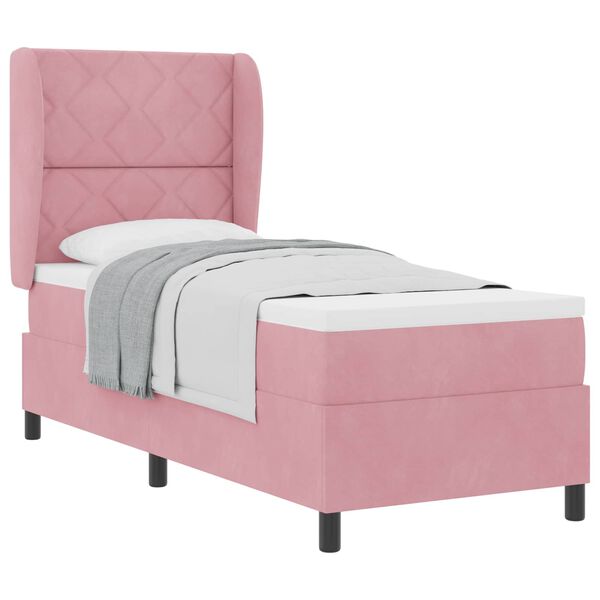 vidaXL Lit &agrave; ressorts avec matelas Rose 200 x 80 cm Polyester