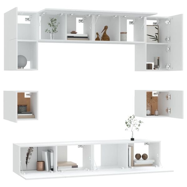 vidaXL Ensemble de meubles TV 8 pcs Blanc Bois d'ing&eacute;nierie