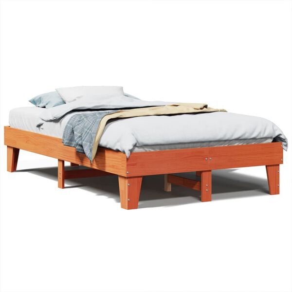 vidaXL Cadre de lit sans matelas cire marron 135x190cm bois pin massif