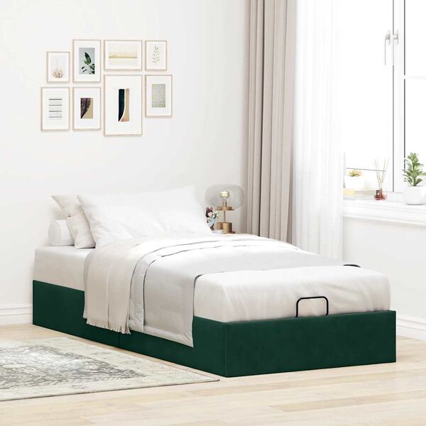 vidaXL Cadre de lit ottoman sans matelas vert fonc&eacute; 80x200 cm velours
