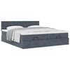 vidaXL Cadre de lit ottoman avec matelas gris fonc&eacute; 200x200 cm velours