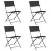 vidaXL Chaises pliantes, lot de 4, acier noir et textil&egrave;ne